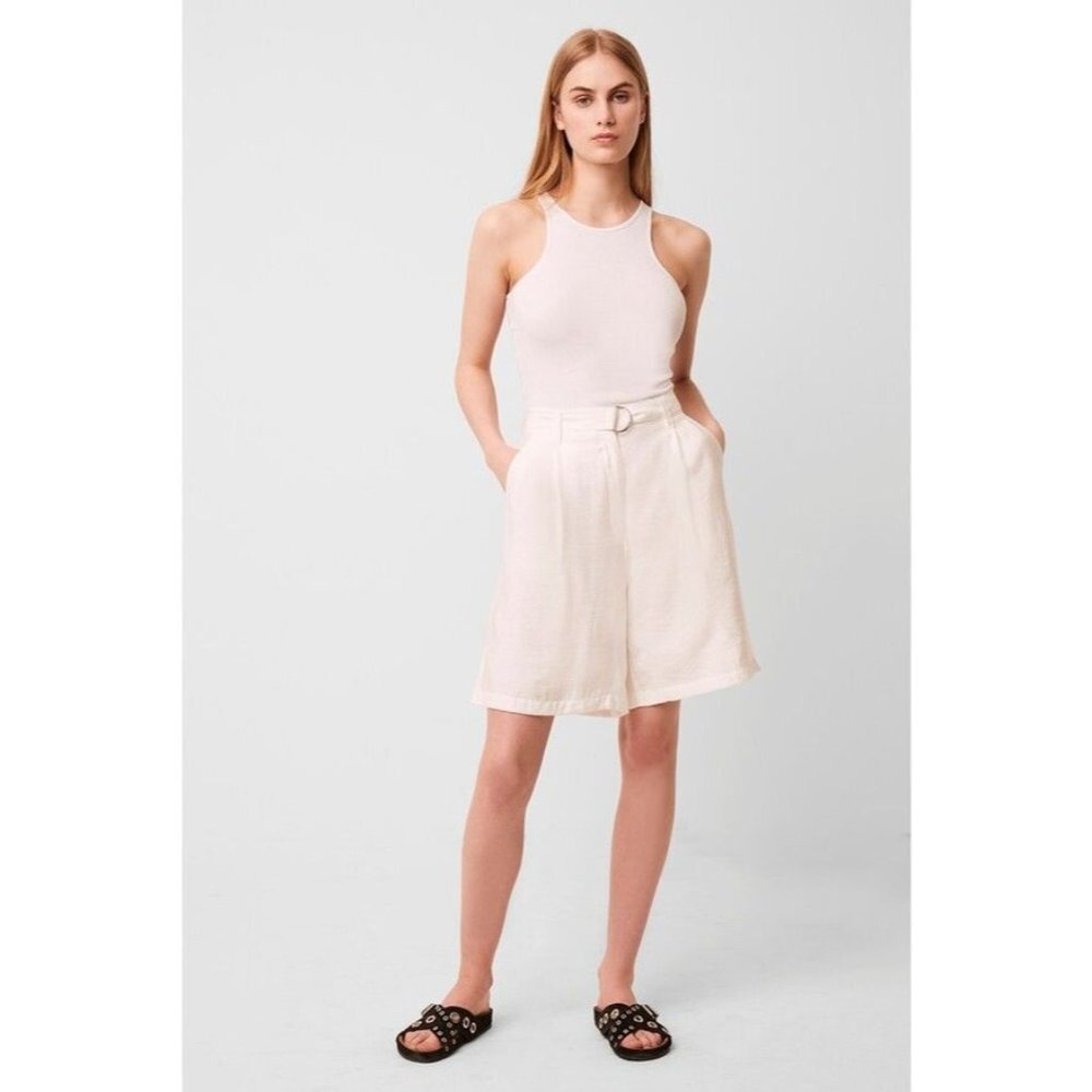 NWT French Connection Brekhna Drape Bermuda‎ Shorts Summer Time White Size 0
